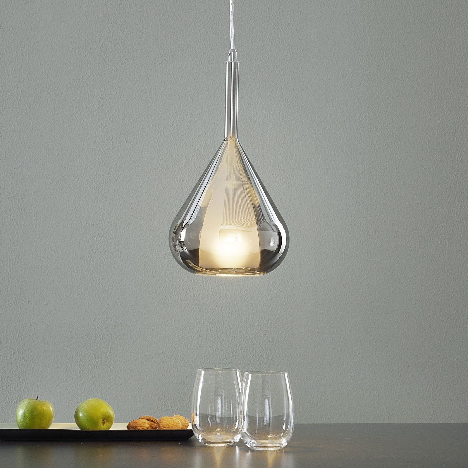Luminaire suspension bulles de verre gouttes fumée view 5