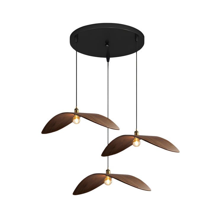 Suspension bois noyer triple feuille view 6