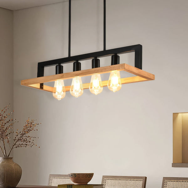 Solid Wood Beam 4 Light Pendant