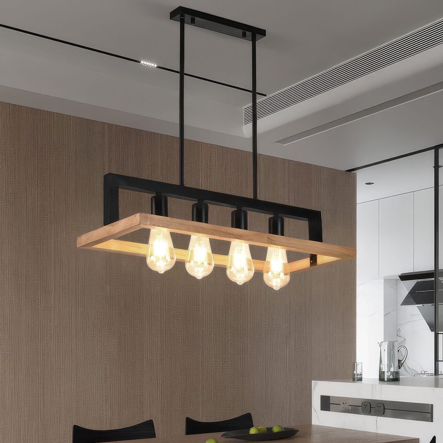 Solid Wood Beam 4 Light Pendant view 2