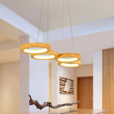 4 Ring Wooden LED Pendant Light view 2