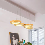 4 Ring Wooden LED Pendant Light view 3