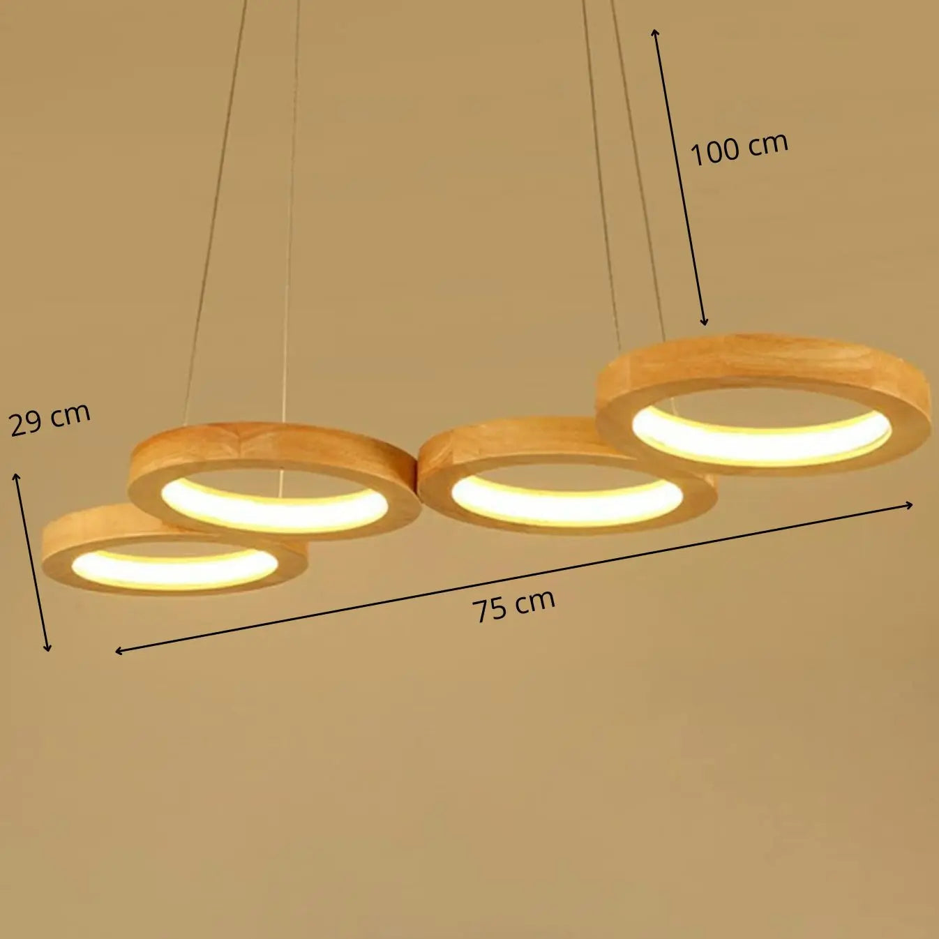 4 Ring Wooden LED Pendant Light view 5