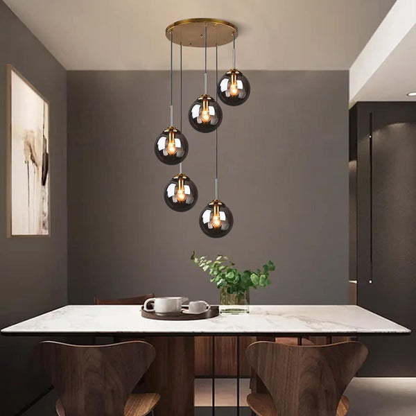5 Light Cluster Globe Pendant