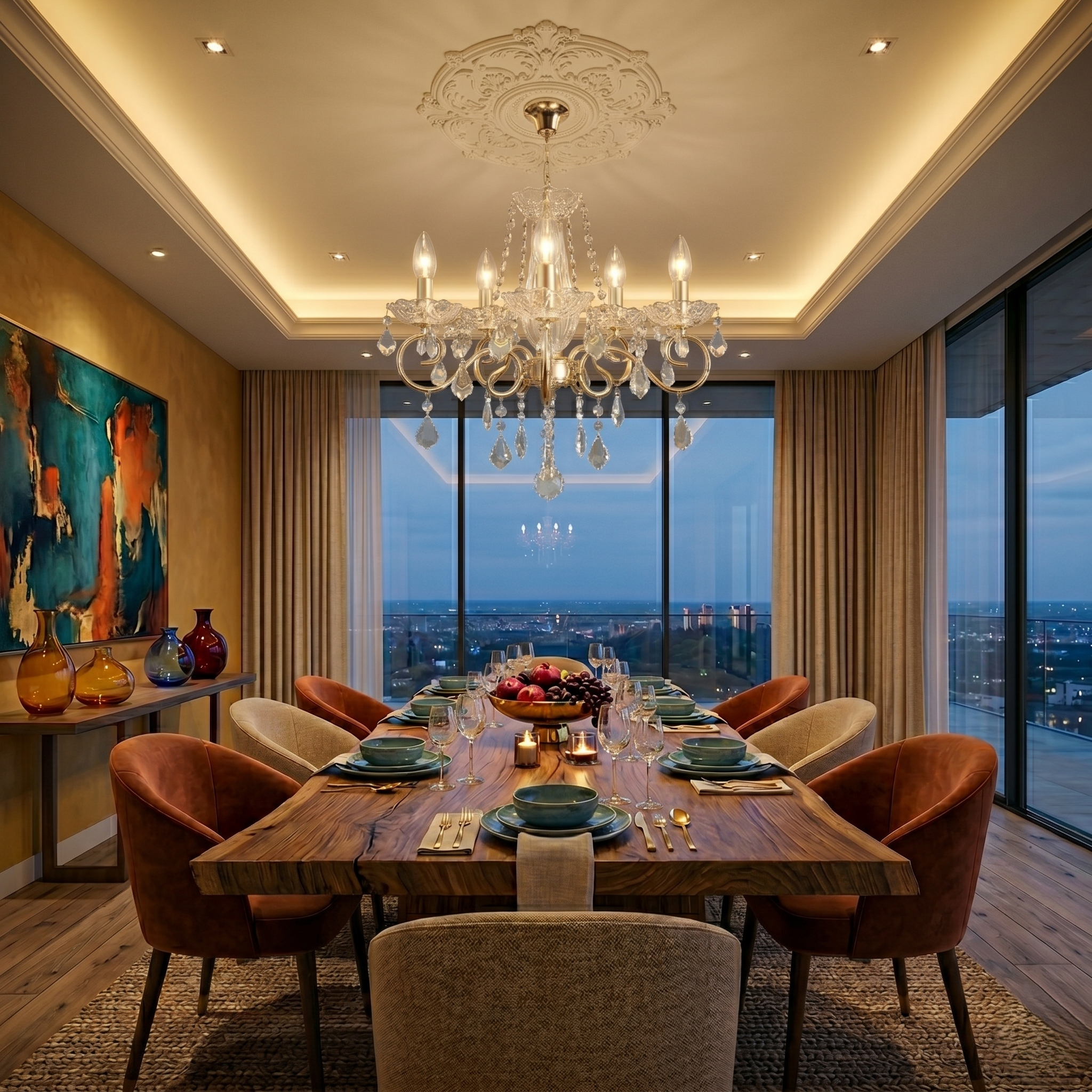 5 Light Crystal Chandelier view 1