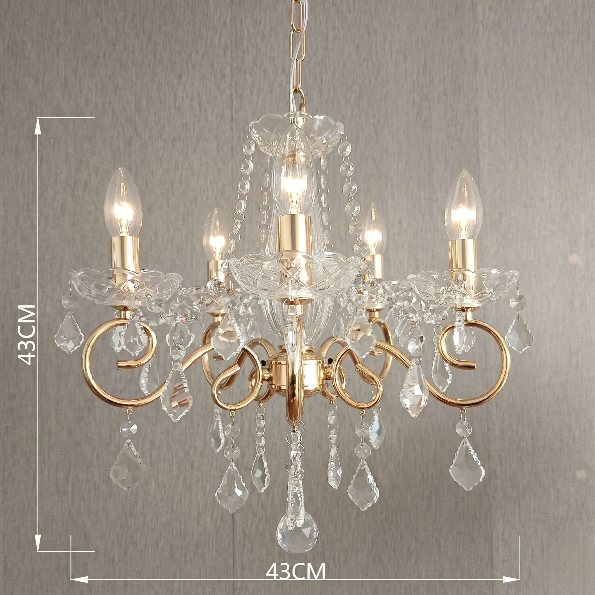 5 Light Crystal Chandelier view 2