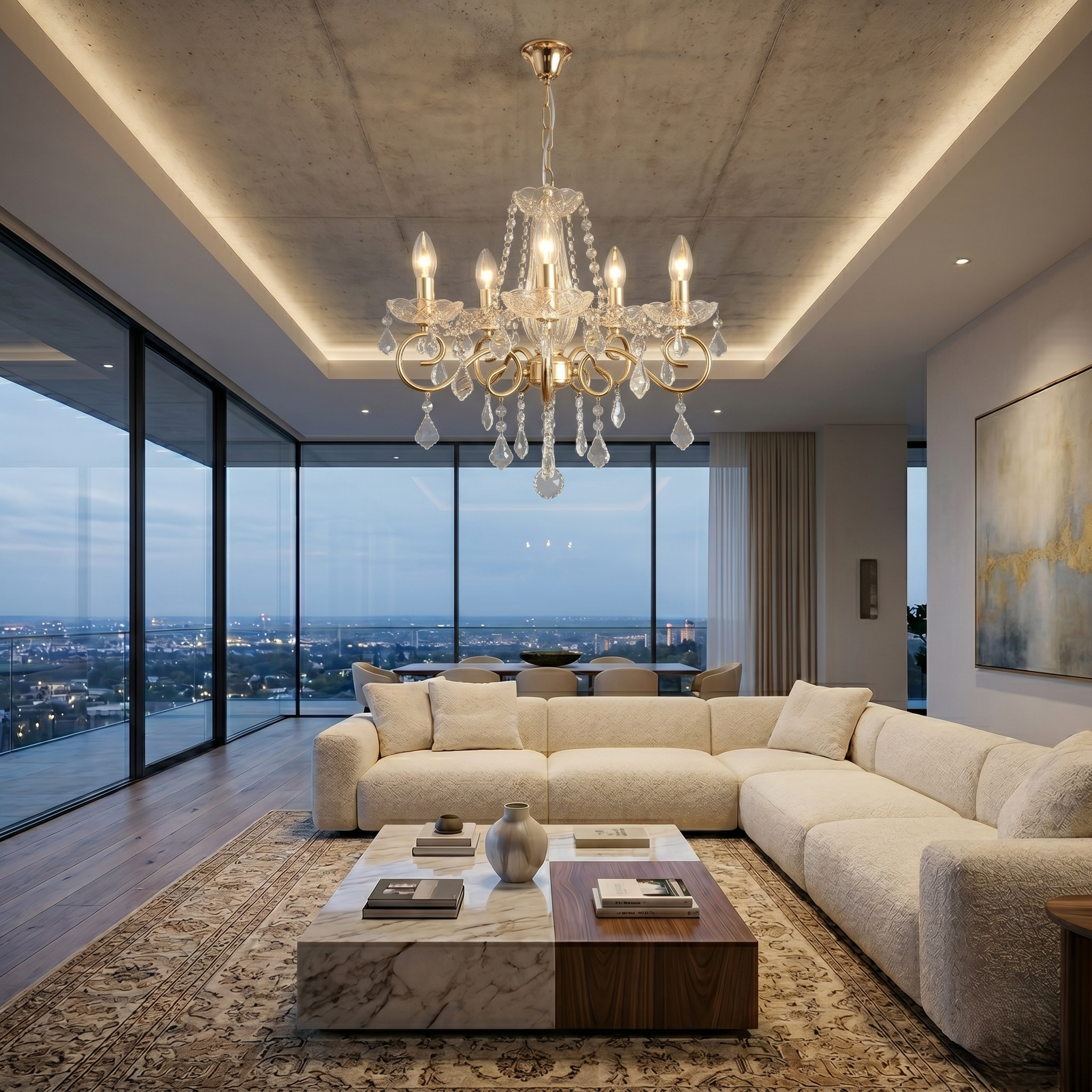 5 Light Crystal Chandelier view 3