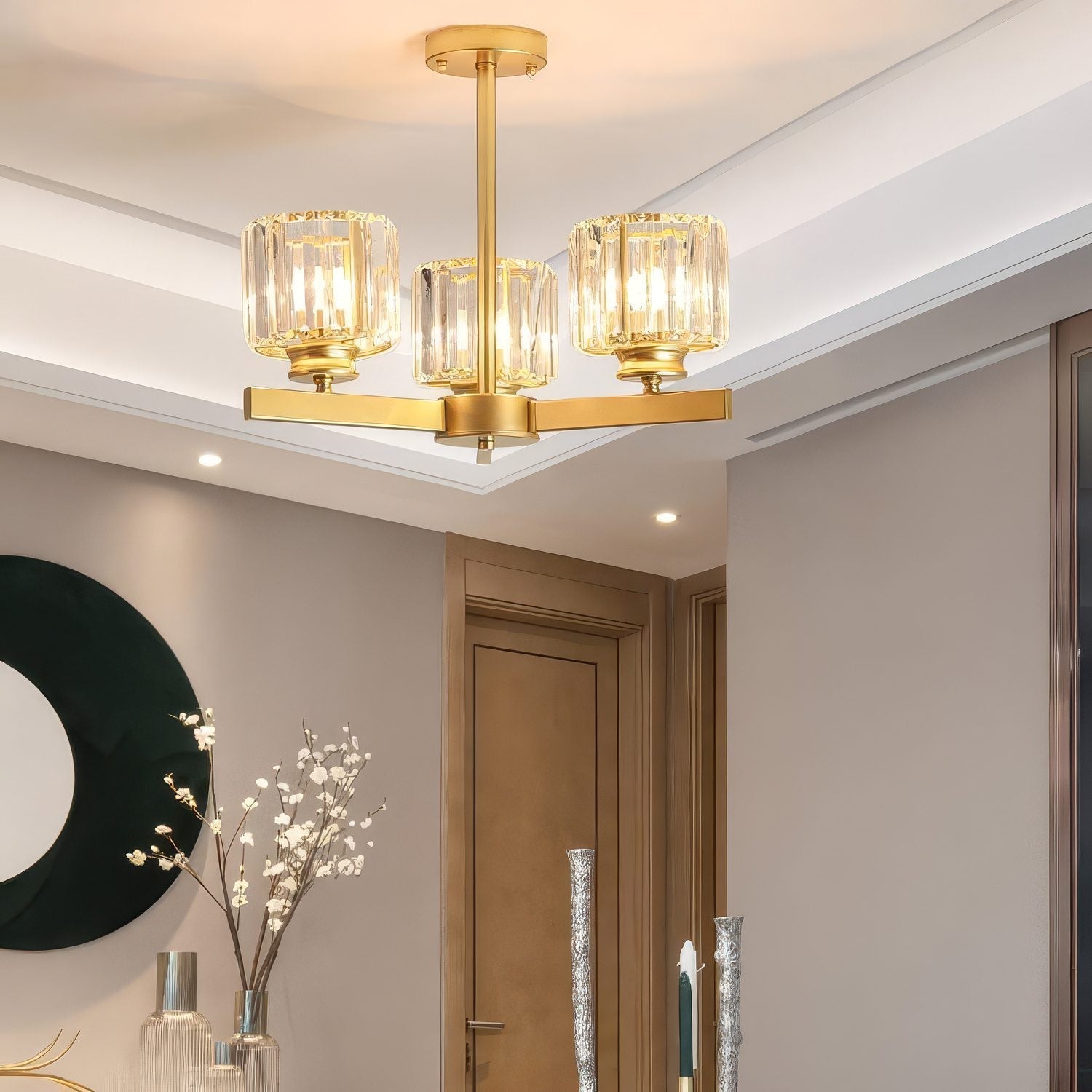6 Light Gold Chandelier view 3