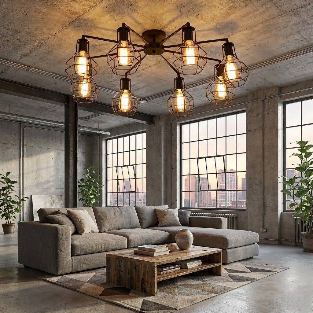8 Light Black Chandelier view 1