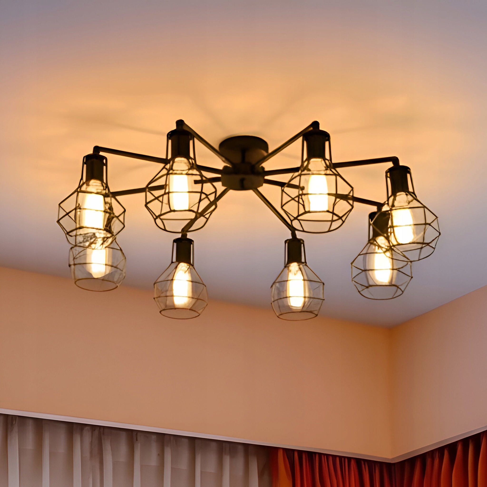 8 Light Black Chandelier view 2
