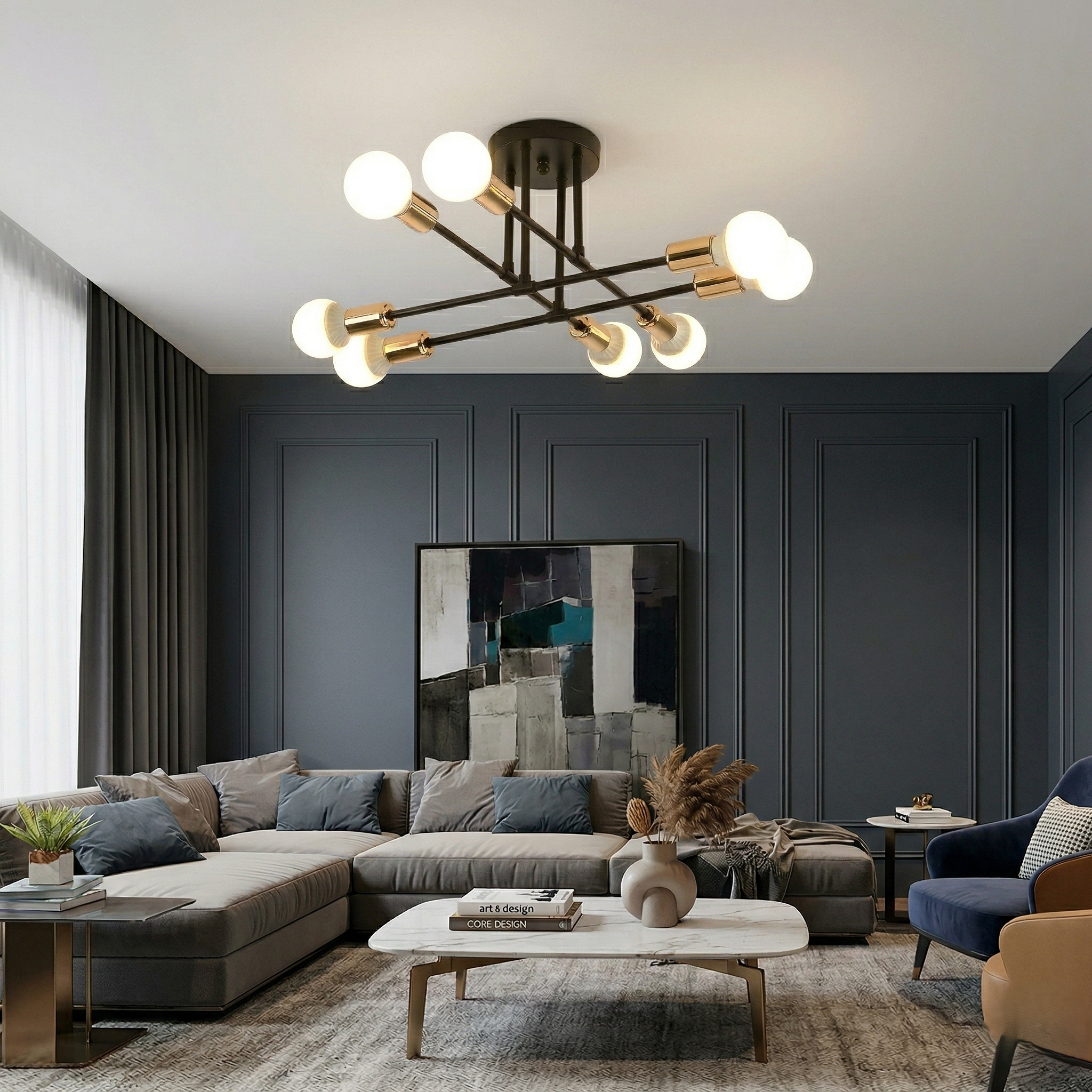 8 Light Sputnik Chandelier view 1