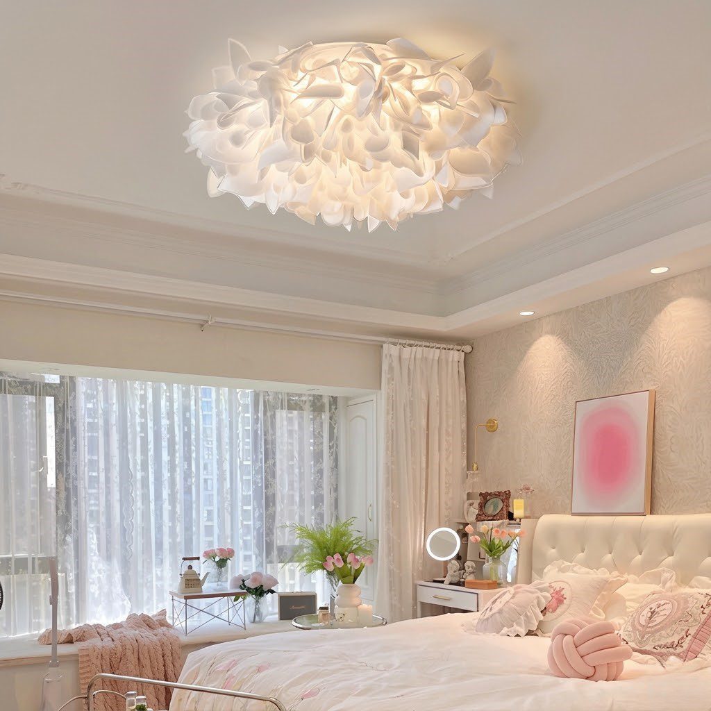White Petal Flush Ceiling Light view 6