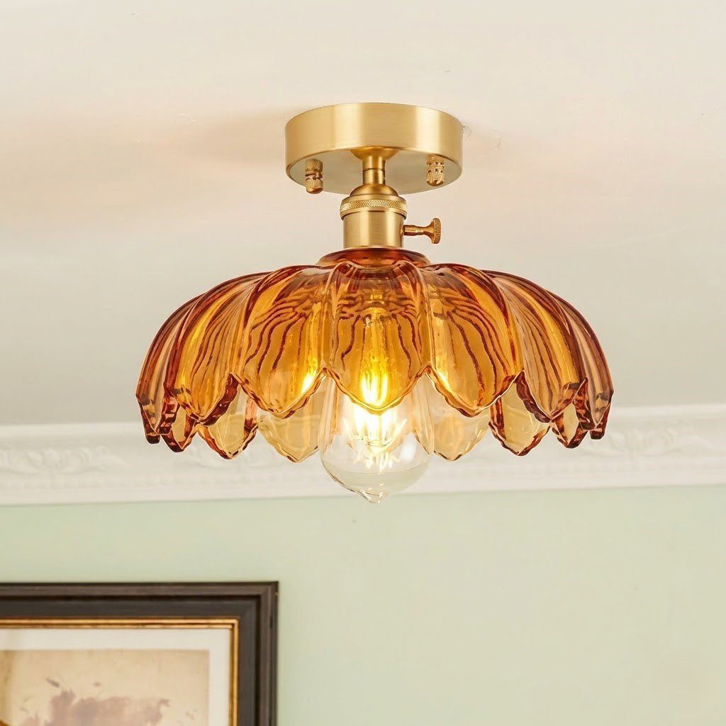 Amber Glass Ceiling Light view 5