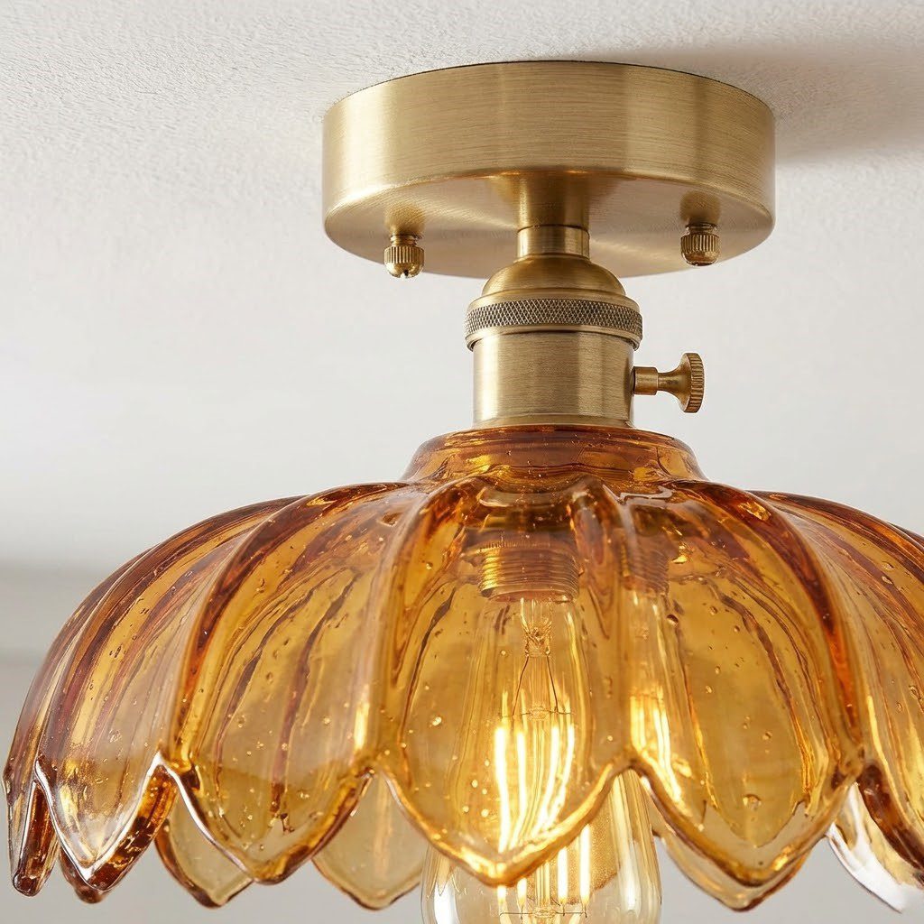 Amber Glass Ceiling Light view 7