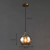 Amber Glass Globe Pendant Light view 2
