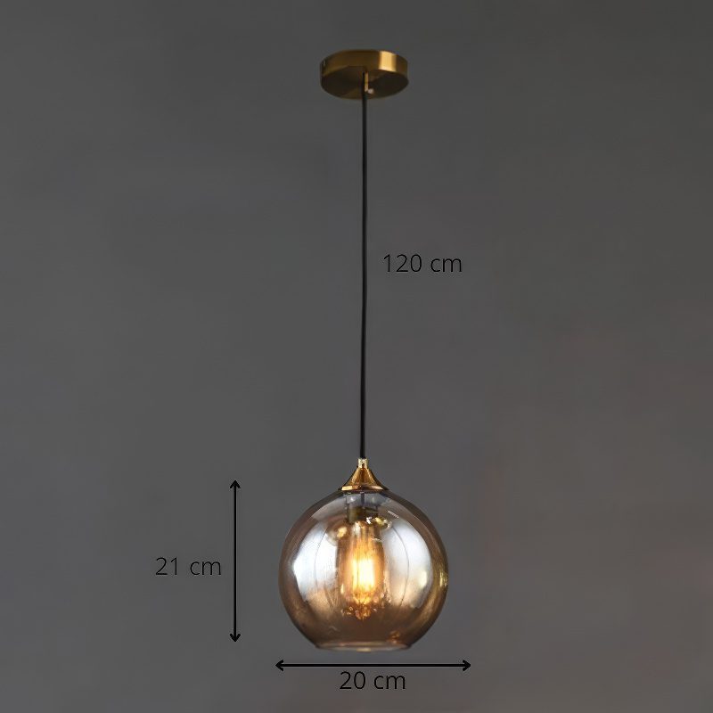 Amber Glass Globe Pendant Light view 2