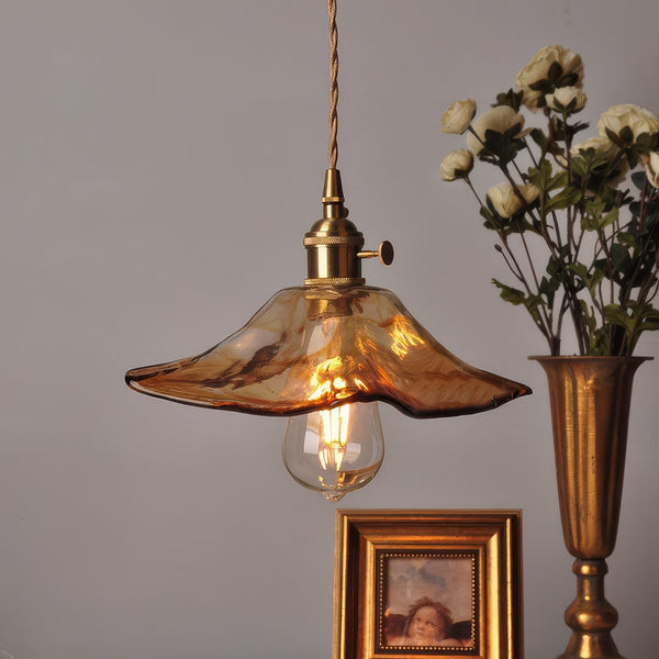 Amber Glass Petal Pendant Light