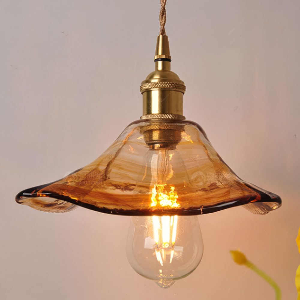 Amber Glass Petal Pendant Light view 2