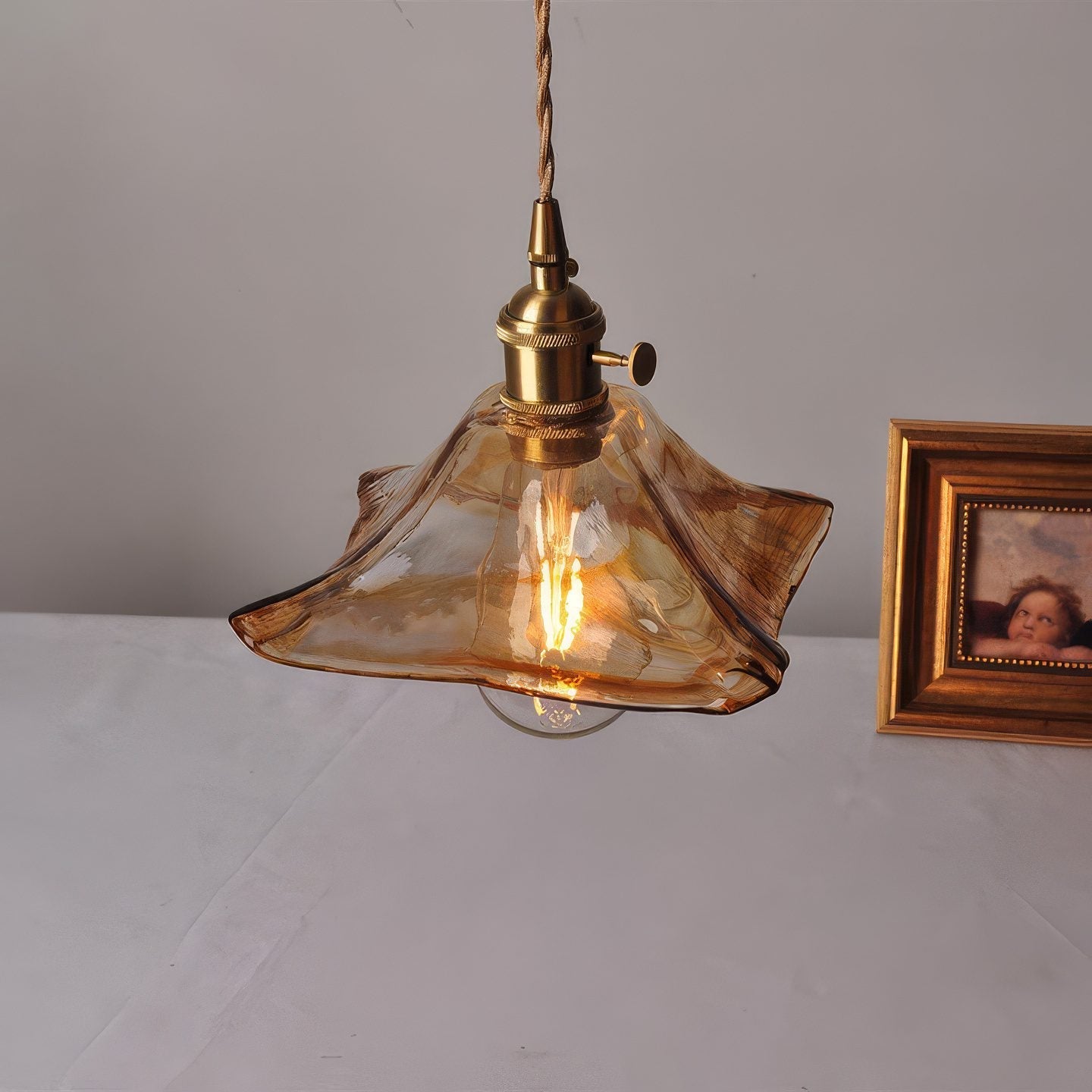 Amber Glass Petal Pendant Light view 5