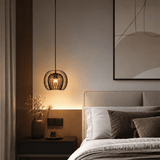 Amber Ribbed Glass Pendant Light view 2