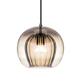 Amber Ribbed Glass Pendant Light view 4