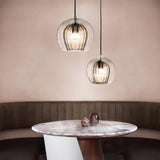 Amber Ribbed Glass Pendant Light view 7