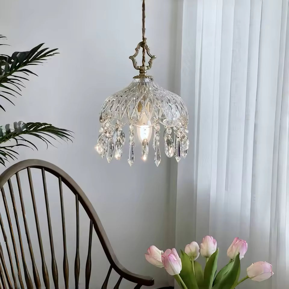 Antique Brass and Glass Pendant Light view 3