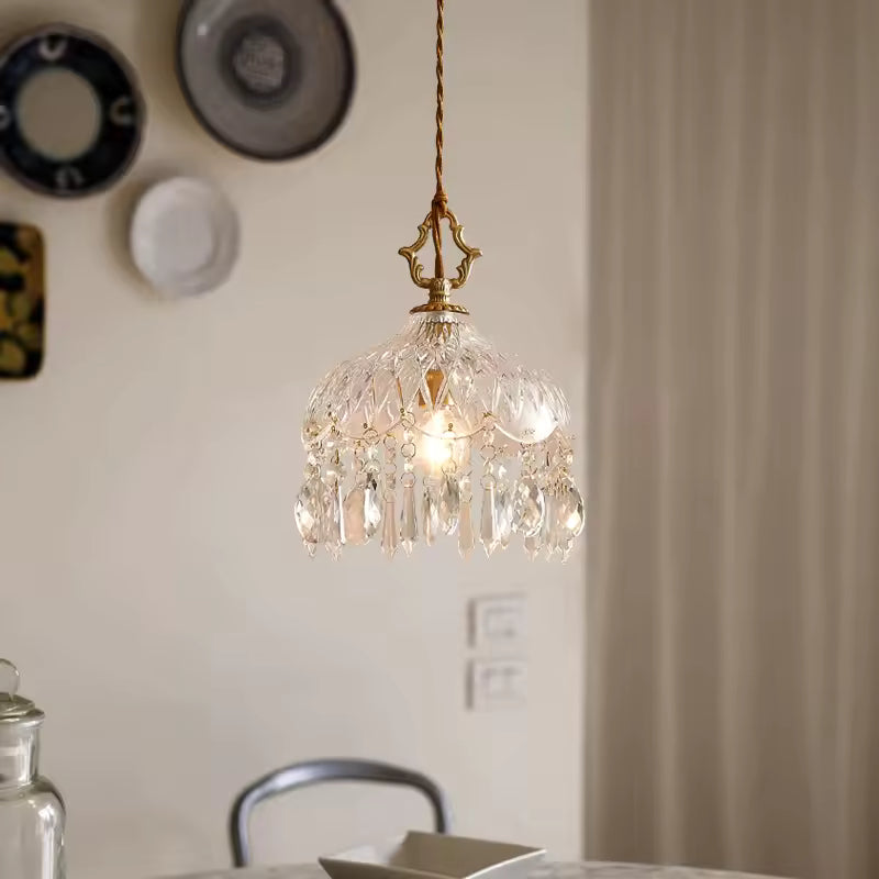 Antique Brass and Glass Pendant Light view 4