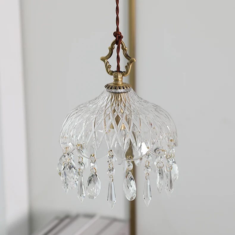 Antique Brass and Glass Pendant Light view 6