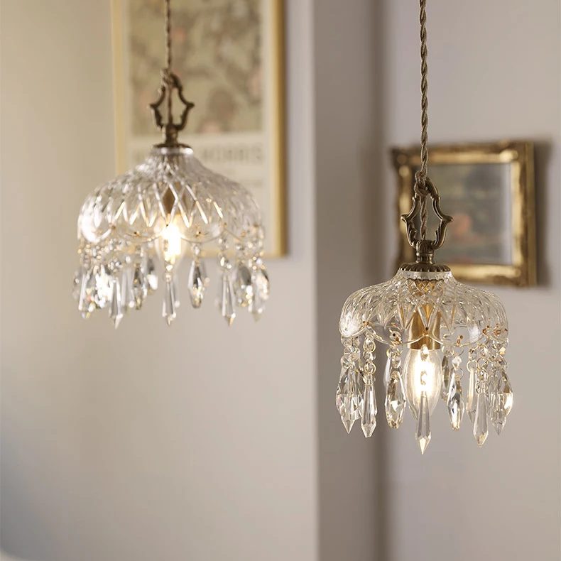 Antique Brass and Glass Pendant Light view 7