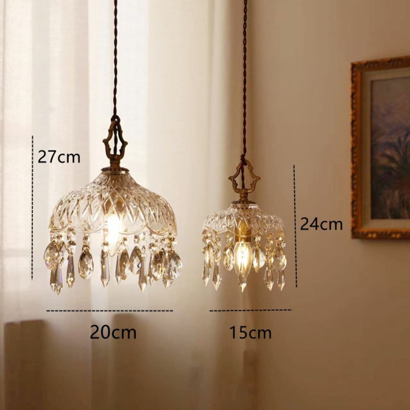 Antique Brass and Glass Pendant Light view 8