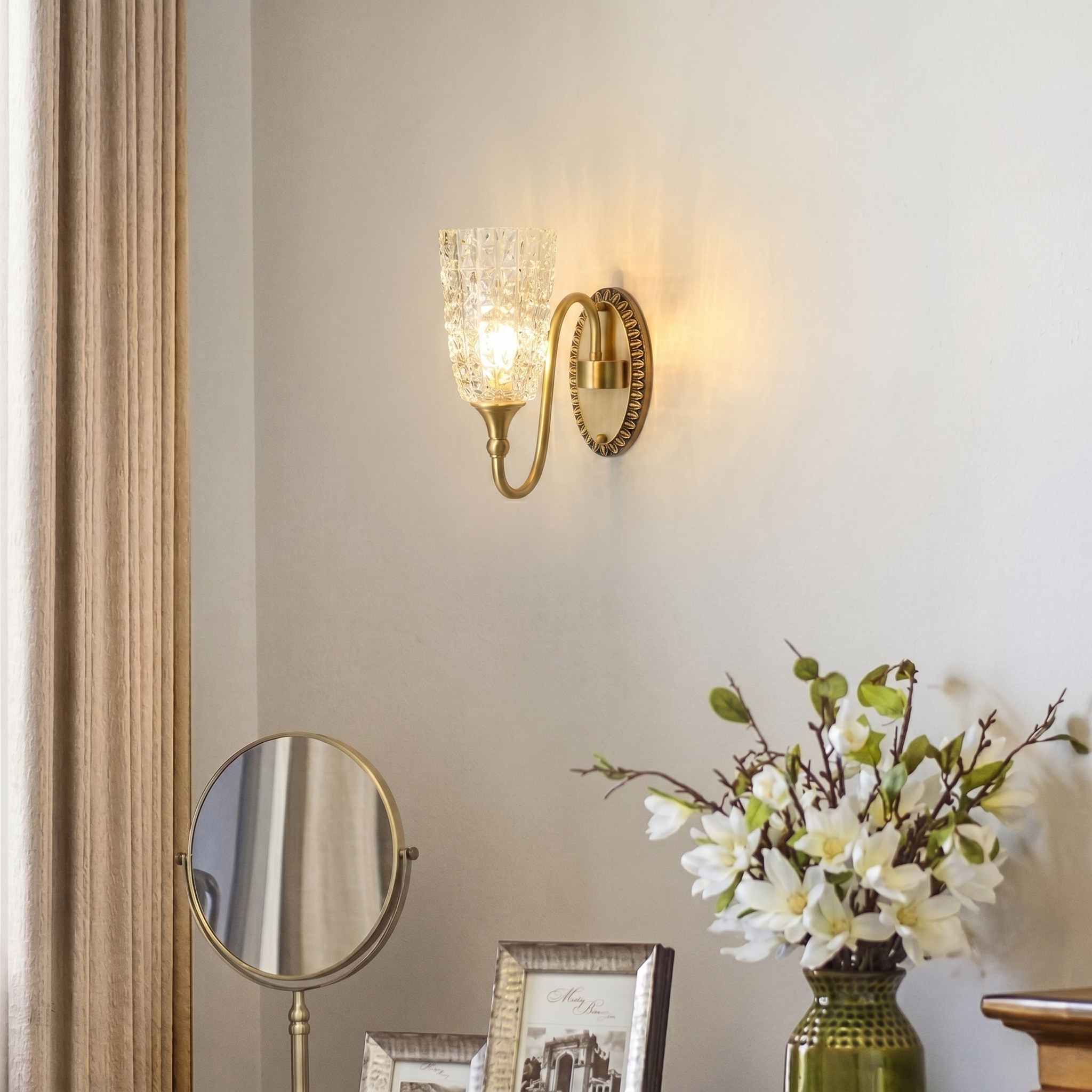 Antique Brass Wall Light view 1