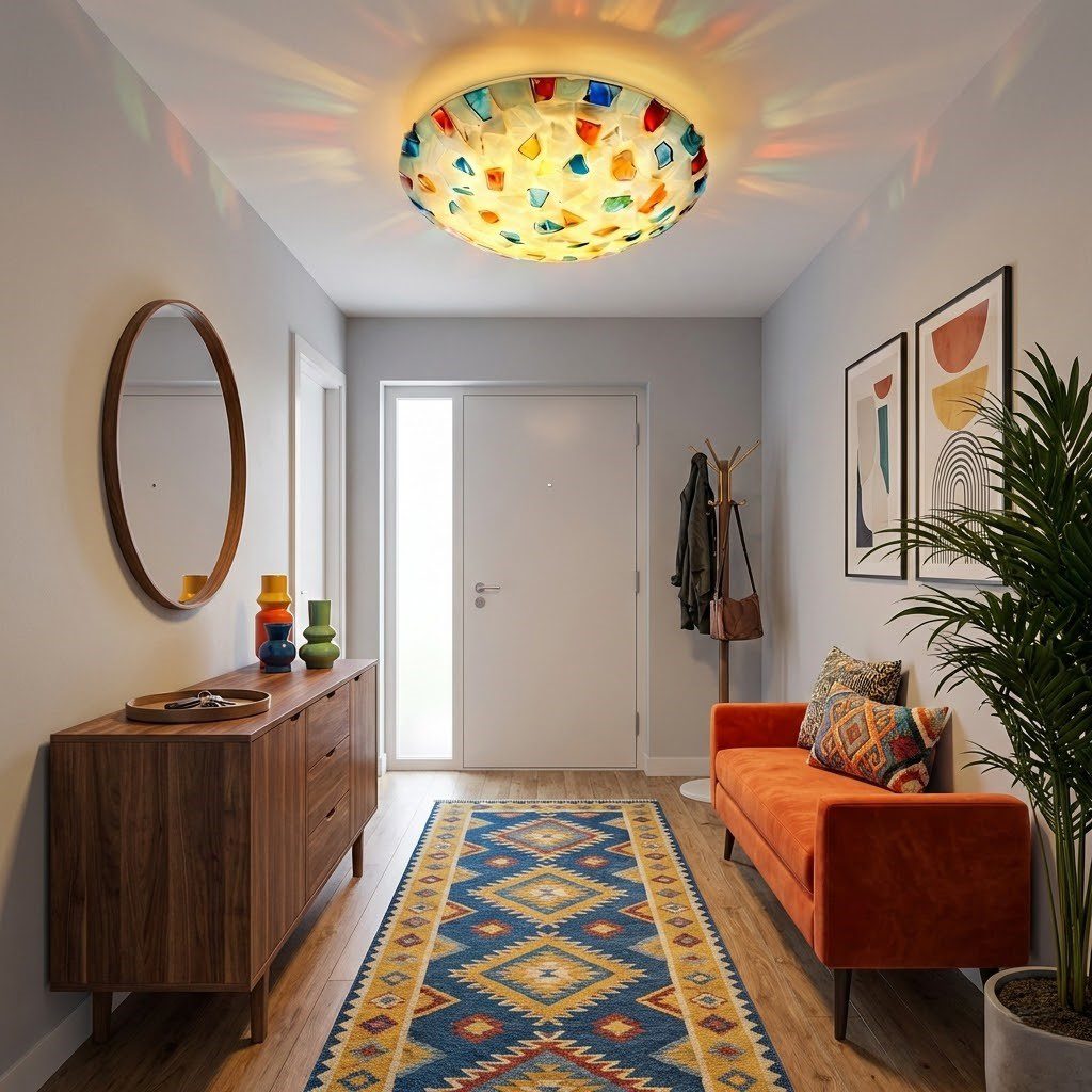 Antique Stained Glass Ceiling Light view 3