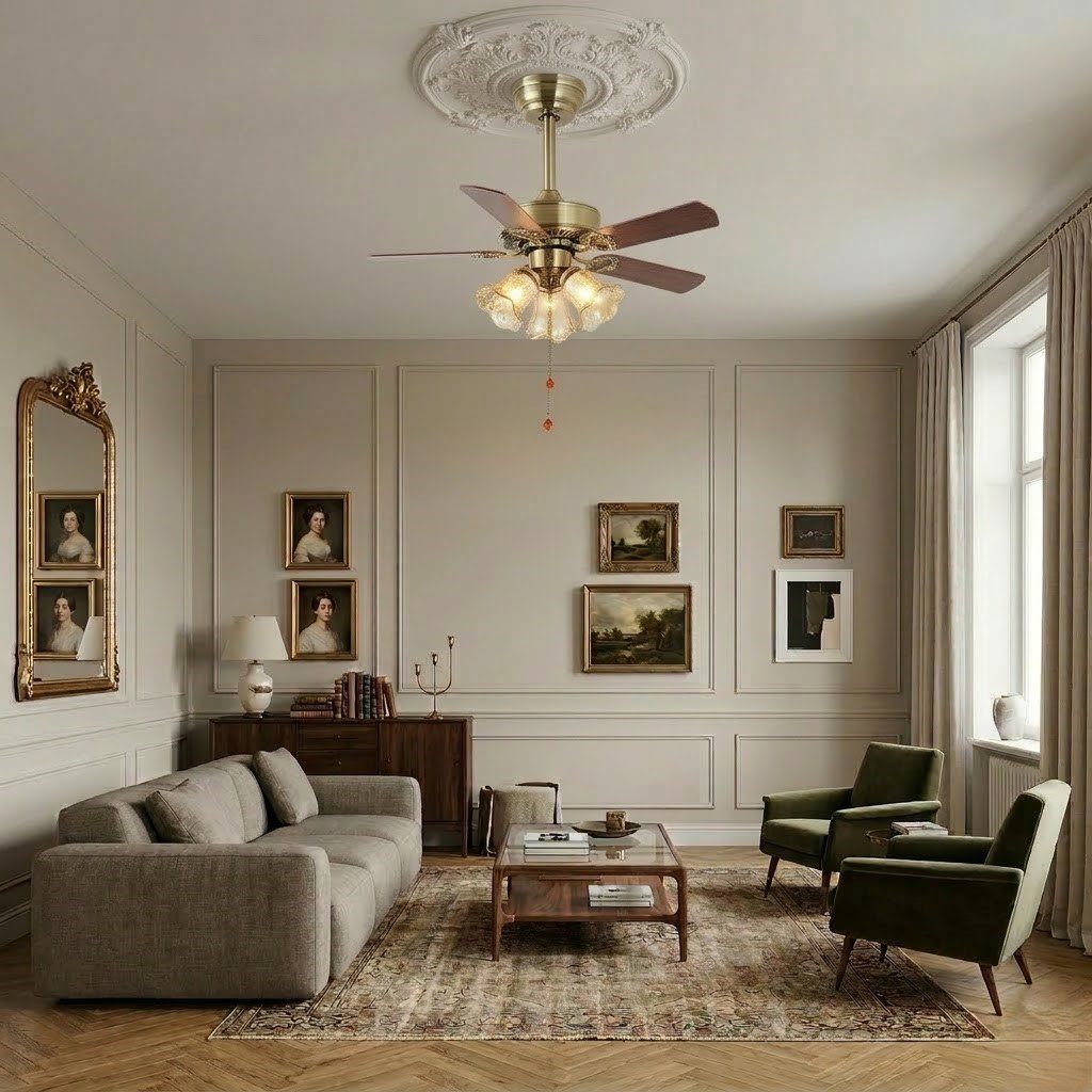 Antique Style Ceiling Fans with Lights view 3