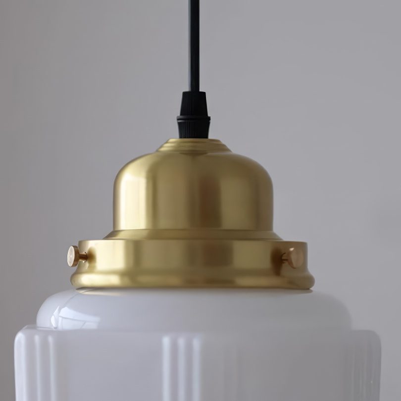 Art Deco Milk Glass Pendant Light view 3