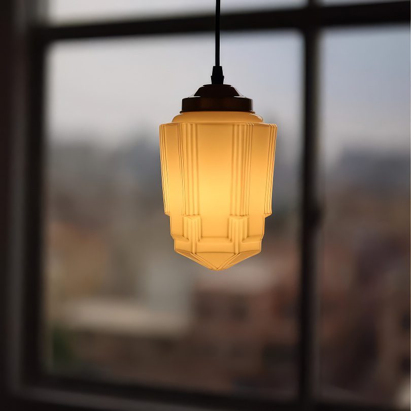 Art Deco Milk Glass Pendant Light view 5