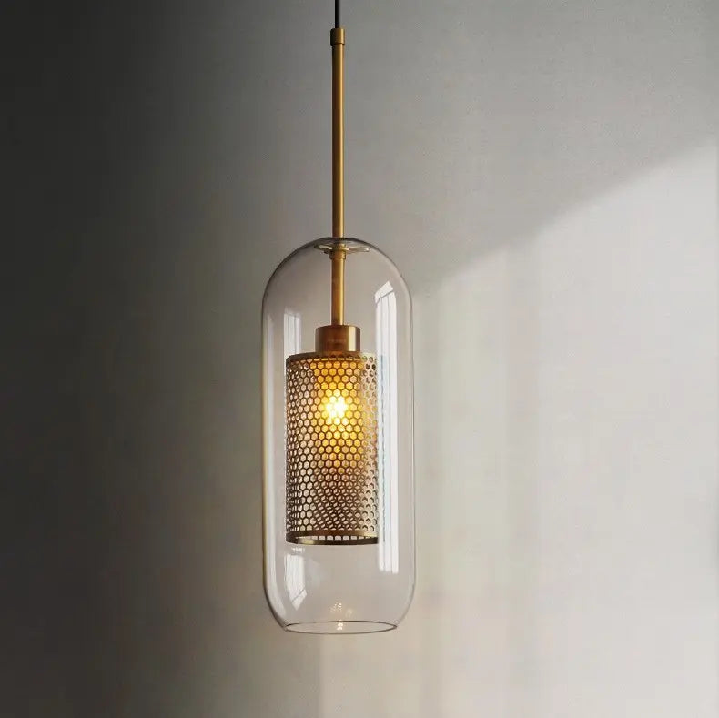 Brass and Glass Cylinder Pendant view 15