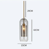 Brass and Glass Cylinder Pendant view 3