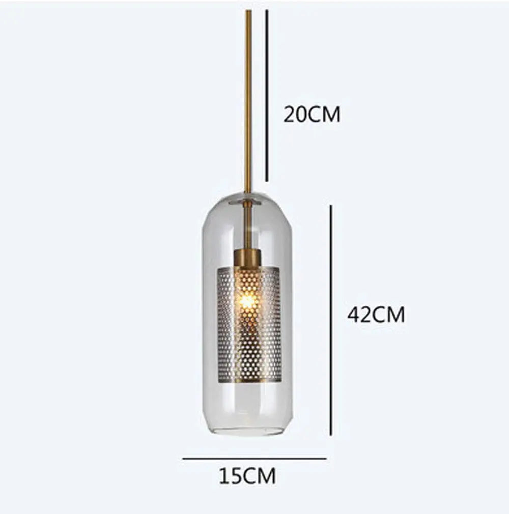 Brass and Glass Cylinder Pendant view 3