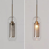 Brass and Glass Cylinder Pendant view 7