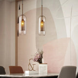 Brass and Glass Cylinder Pendant view 8