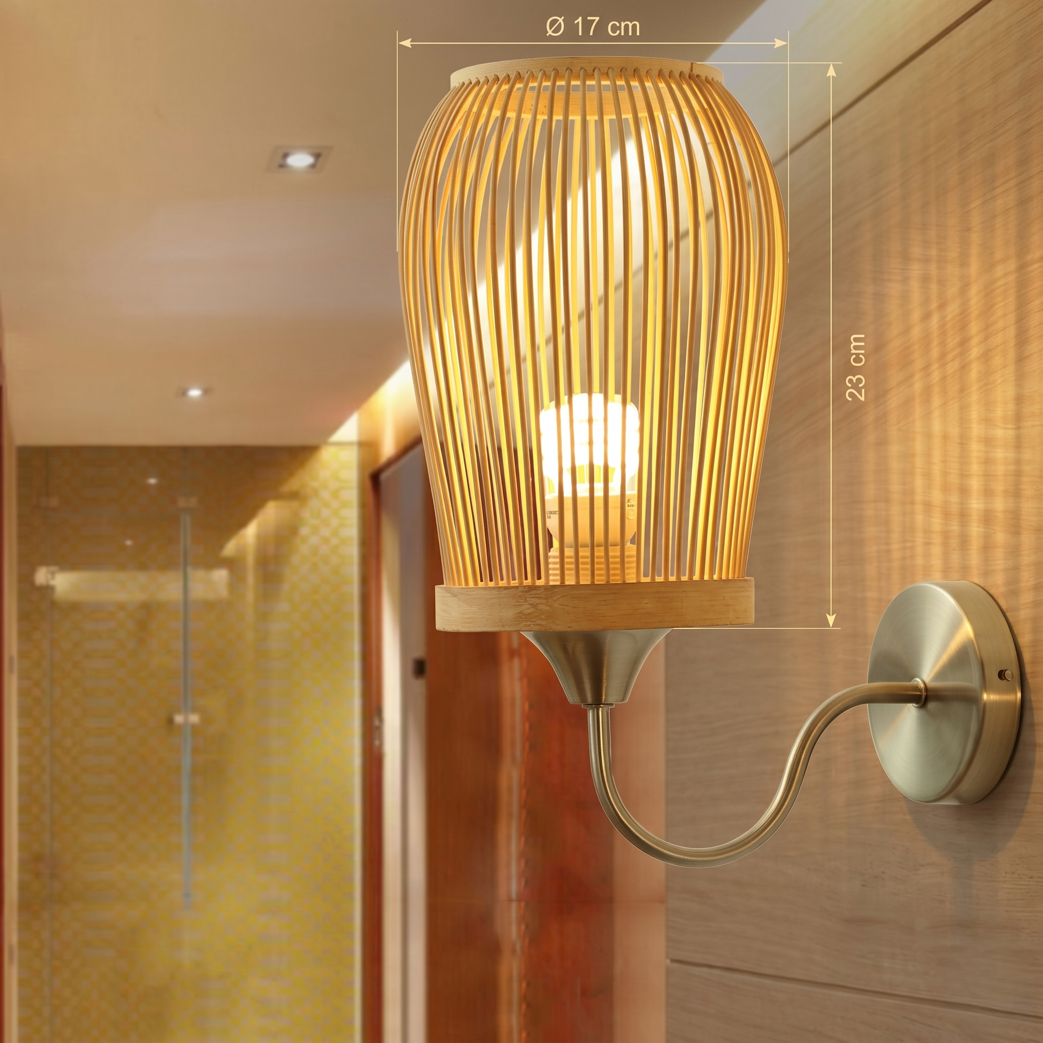 Bamboo Brass Wall Light view 3