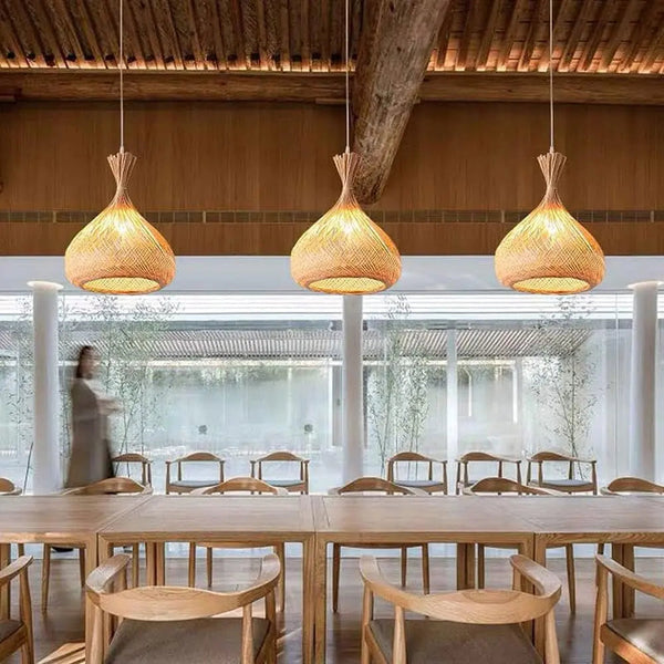 Garlic Bamboo Pendant Light