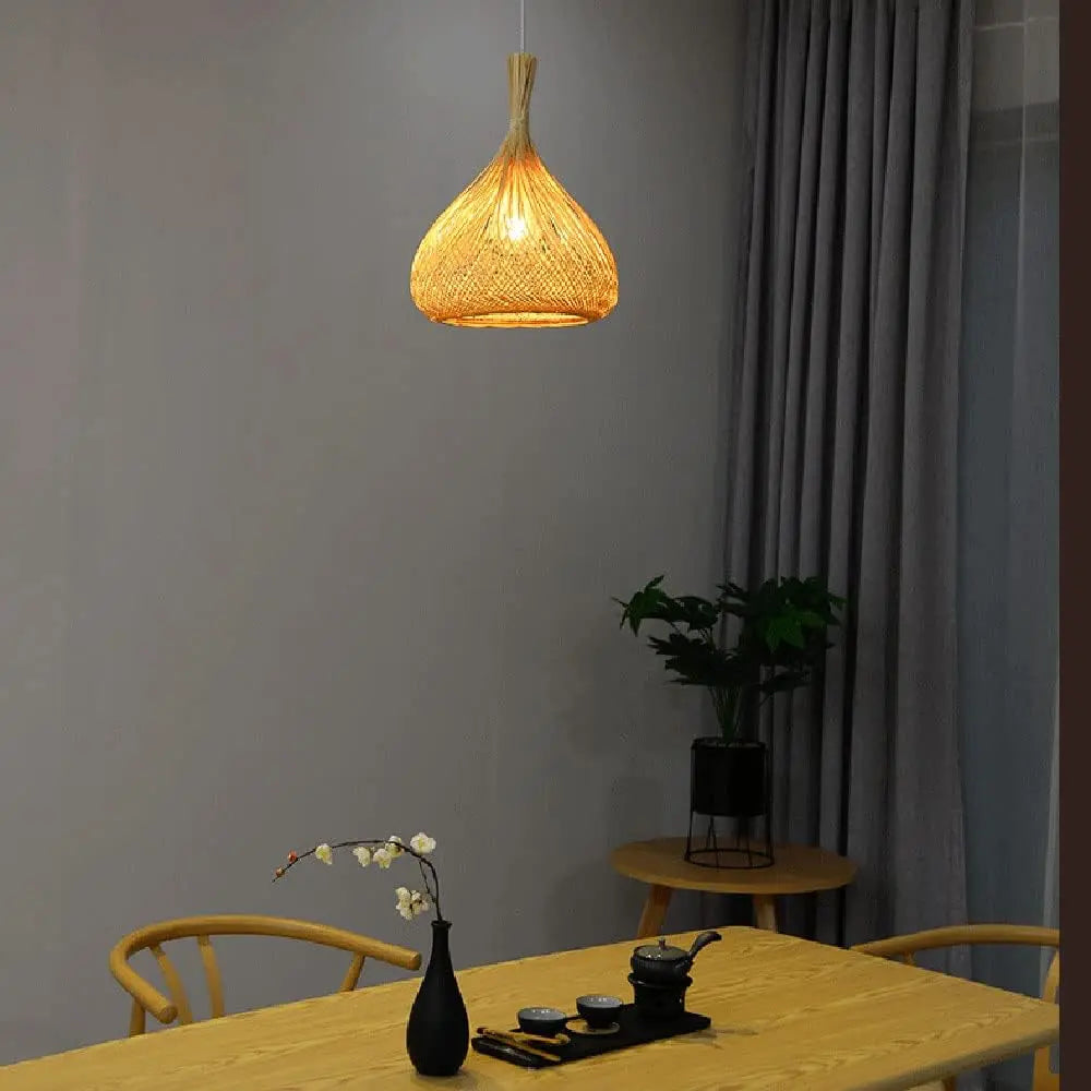Garlic Bamboo Pendant Light view 2