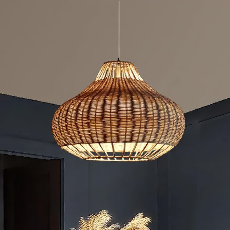 Basket Weave Bamboo Pendant Lamp view 5