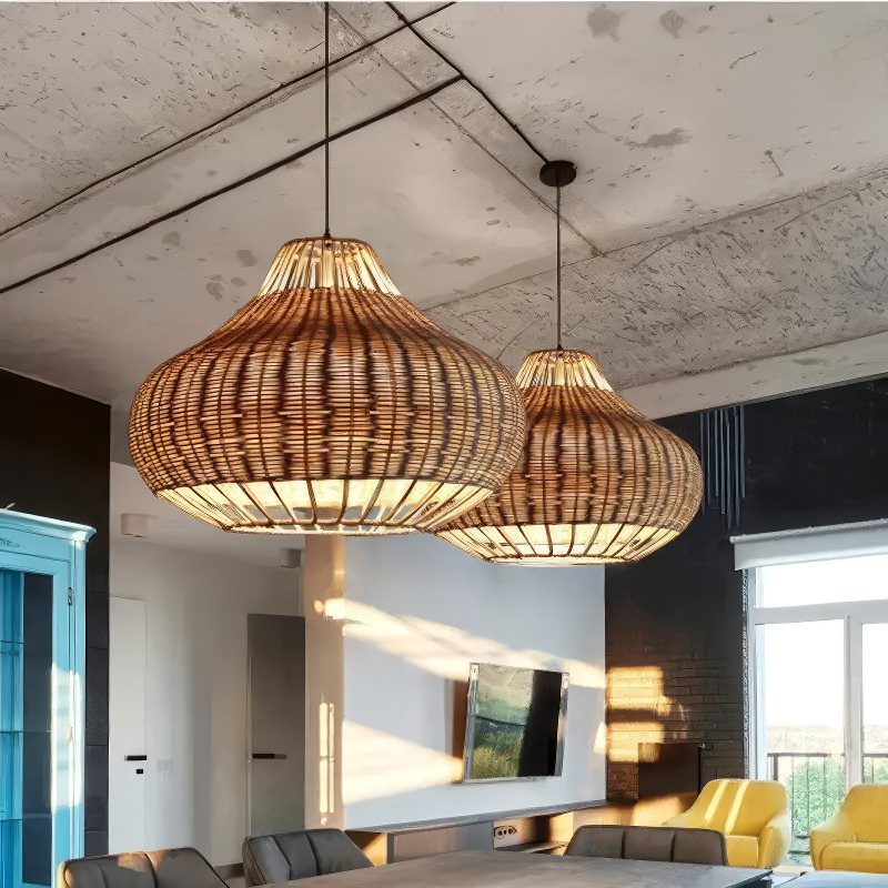 Basket Weave Bamboo Pendant Lamp view 6