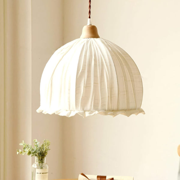 Beige Fabric Pendant Light