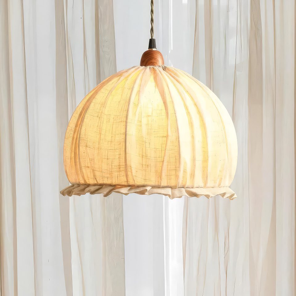 Beige Fabric Pendant Light - image 4