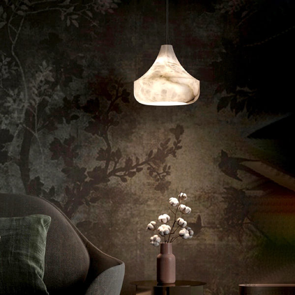 White Marble Pebble Pendant Light