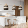 Black and Natural Rattan Pendant Light
